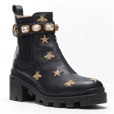 gold bee gucci|Gucci bee boots.